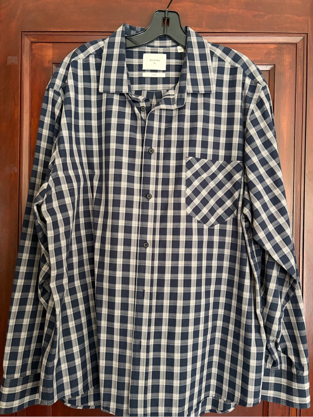 Billy Reid Navy & White Checked Cotton Button-Down Shirt